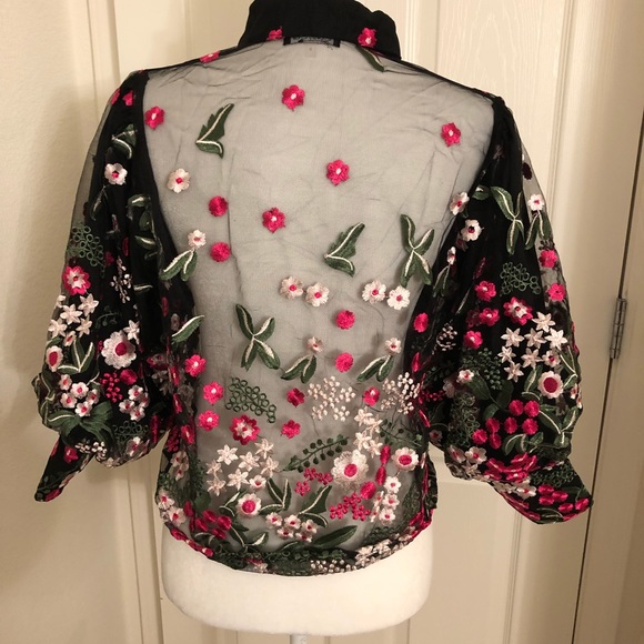 ⭐️HOST PICK Black Mesh & Floral Detail Blouse⭐️ - Picture 5 of 6